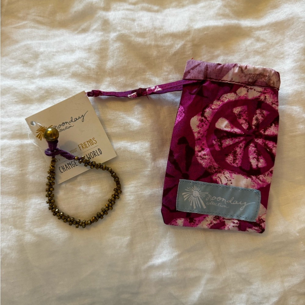 Noonday Collection Purple and Gold Beaded Bracelet
